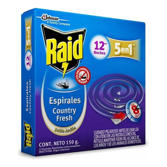 Pack 6 Raid Espirales Repelente Mosquitos Country 12 Camping