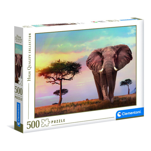 Rompecabezas Elefante Atardecer En Africa 500 Pz Clementoni