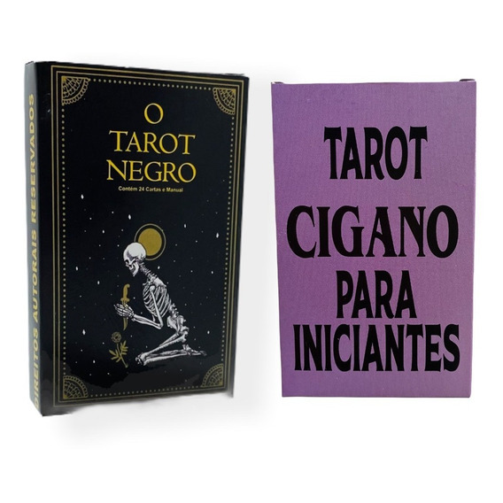Kit Baralho Tarot Negro E Tarot Cigano Para Iniciantes