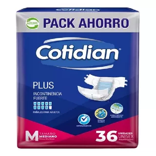 Cotidian Incontinencia Fuerte Plus Mediano Pack Con 36 Unidades