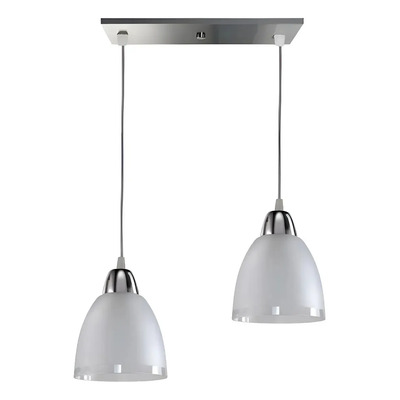 Colgante 2 Luces Vidrio Iluminación Moderna Deco Apto Led Cromo