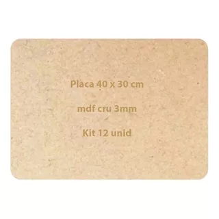 Kit 12 Placa Jogo Americano Sousplat Retangular Mdf 40 X 30 