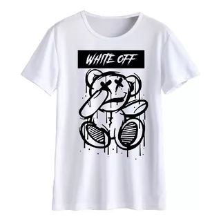 Remera Blanca Oso Pintura Verano 2023 Unisex 