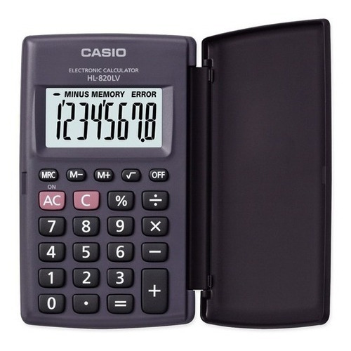 Calculadora Casio Hl-820lv Tapa Rígida Numeros Grandes Color Negro