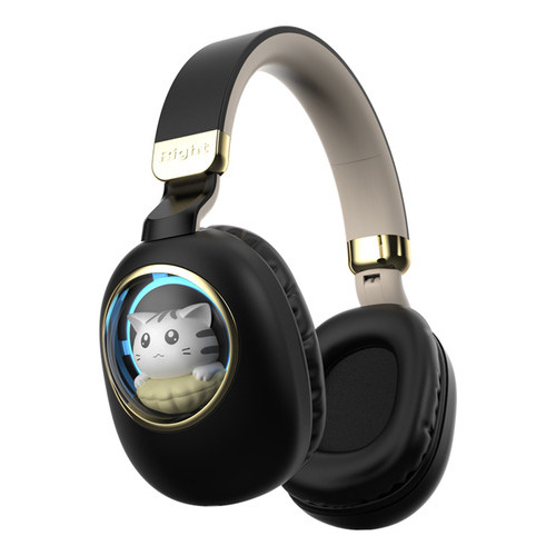 Auriculares Inalámbricos Bt5.3 Cute Cartoon Para Juegos Color Negro