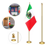 Asta Y Base Piso Bandera Mexico Ajustable Fiestas Patria 2m