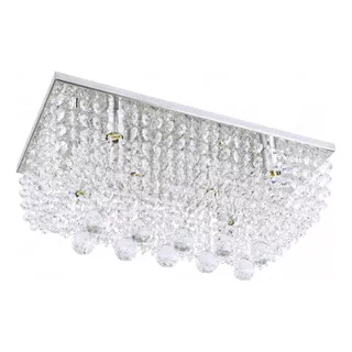 Lustre Cristal Legitimo Retangular Para 6 Lampadas Base Inox