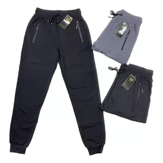 Pack 3 Pantalones Buzo Hombre Forrado Polar Liso