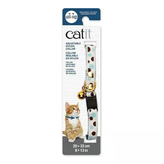 Catit Collar Ajustable Para Gatos Color Blanco Con Lunares