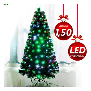 Arvore De Natal Grande Luxo Fibra Ótica E Leds 1,50m Linda! 