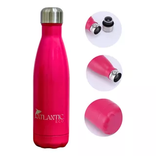 Garrafa Termica Rosa 500ml Inox Agua Cafe Academia Esporte