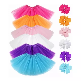 Tutu Liso Falda De Tul Para Niña +pinza Para El Cabello