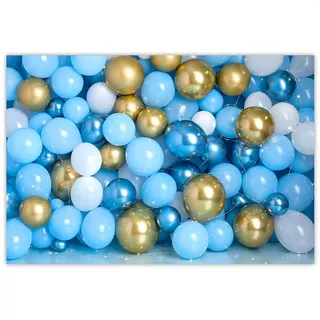 Fundo Fotográfico Smash The Cake Tecido 1,50x2,20 Vertical Desenho Impresso Balões Azul Ffc-674 - Hor