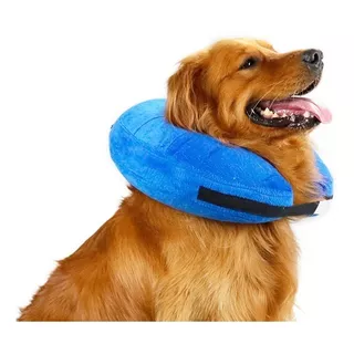 Collarin Inflable Para Mascotas Azul L