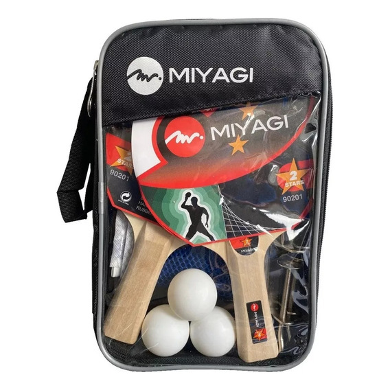 Set Tenis De Mesa Miyagi 90201 De 2 Raquetas, Paral Y Bolas