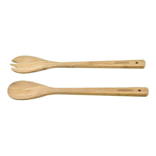 Juego de tenedor y cuchara Tramontina Utilínea de bambú natural