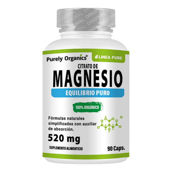 Magnesio Citrato, 90 Cápsulas. Purely Organics.