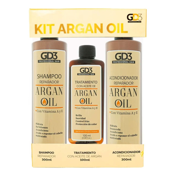 Kit Shampoo Acondicionador Aceite De Argan Gd3 Sin Sal 300ml