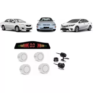 Kit Sensor De Ré Corolla Com Câmera 2x1 Visão Noturna 