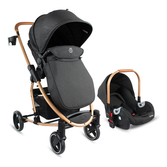 Coche Moisés Travel System Prima Gold Bebesit Color Negro Color Del Chasis Dorado