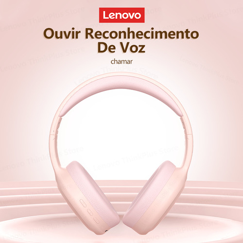 Teléfono Bluetooth 5.1 inalámbrico plegable Lenovo Th30 Thinkplus, color rosa