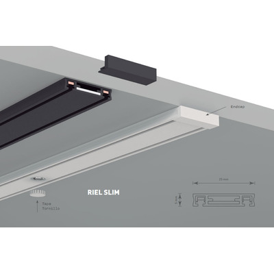 Riel Magnetico Skyline Negro Macroled 2m, Dc48v, Con Endcap