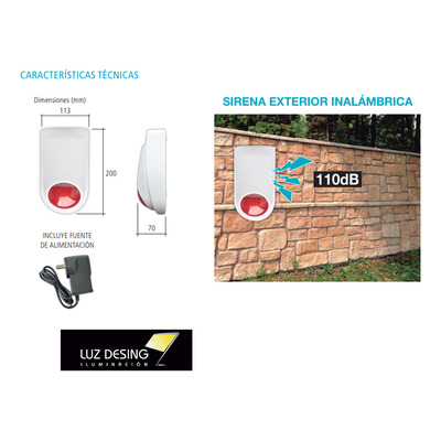 Sirena Smart Con Luz Y Sonido At-sl Para Alarma At-set Tbcin