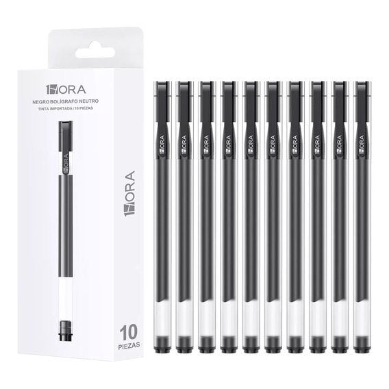 10 Piezas Bolígrafos De Tinta Negra Pluma Punta De 0.5mm Boligrafo Punto Fino De Tinta Para Estudiantes De Oficina