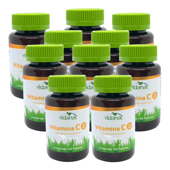 Vitamina C 120 Tabletas Vidanat (10 Frascos) Sabor Sin Sabor