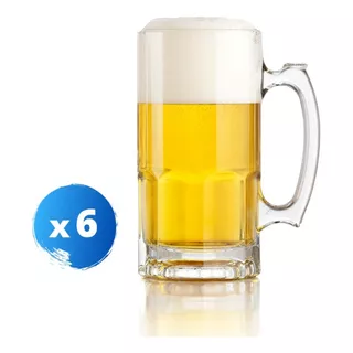 Chopp Vidrio Vaso Cerveza 1 Litro Pack Crisa X6 Uni Color Transparente