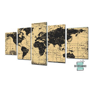 Cuadros Mapas Planisferios Mundo Xxl En 5 Partes  150x100