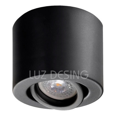 Spot Plafon Monovolumen Negro Gu10 Apto Led Luz Desing