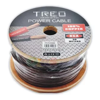 Cable De Corriente Calibre 8 30mt 100% Cobre Treo Tr-pc830bk
