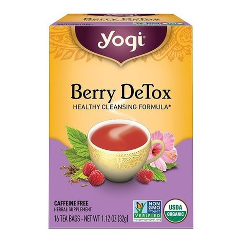 Yogi Tea, Berry Detox, Sin Cafeína, 16 Bolsitas De Té, 32g (1,12 Oz) Sabor A Moras