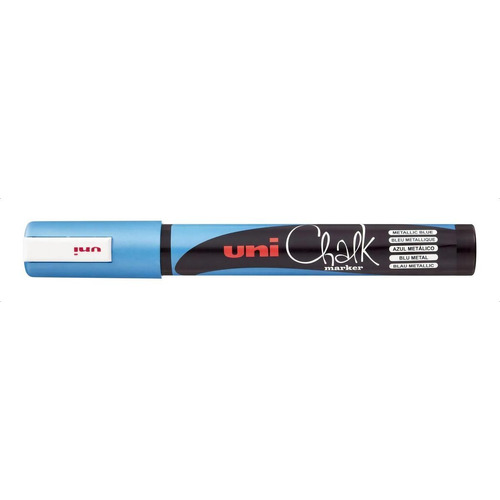 Marcador Tiza Líquida Uni Chalk Pwe 5m Trazo 1,8 A 2,5mm X U Color Azul metálico