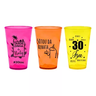 100 Copos Caldereta Twister Neon 500ml Personalizados 