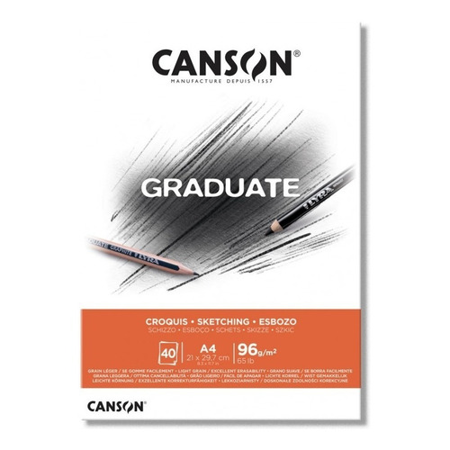 Canson Block Graduate Croquis 96 Grs A4 X 40 Hojas Color Blanco