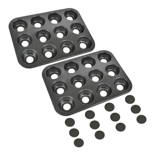 Molde Para Muffins 12 Unidades Desmontable Antiadherente Color Negro