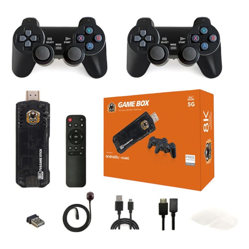 Tv Box + Consola De Juegos 2 En 1 Incluye Dos Controles X8 Color Negro