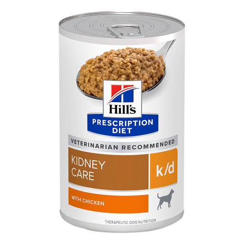 Alimento Hill's Prescription Diet Kidney Care Canine k/d para perro adulto sabor pollo en lata de 370g