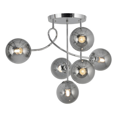 Plafon Luna Rulo 6 Luces Cromo Fume Apto Led E27 Plug Cromo/fume