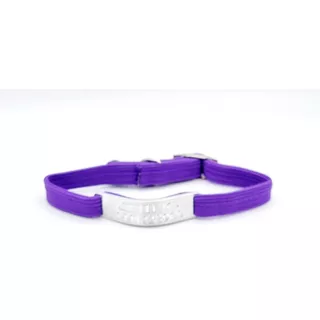 Chapita Gato Pasador Natural + Collar 1 Cm Elastico Violeta