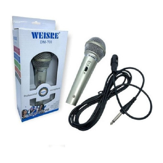 Microfono Profesional Con Cable Ideal Karaoke Color Plateado