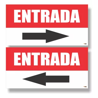 Placa Entrada Seta Direita E Esquerda 60x30cm 2un Pvc 1mm