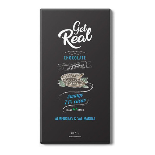 Chocolate orgánico con almendras y sal amargo 73% Get Real 70gr