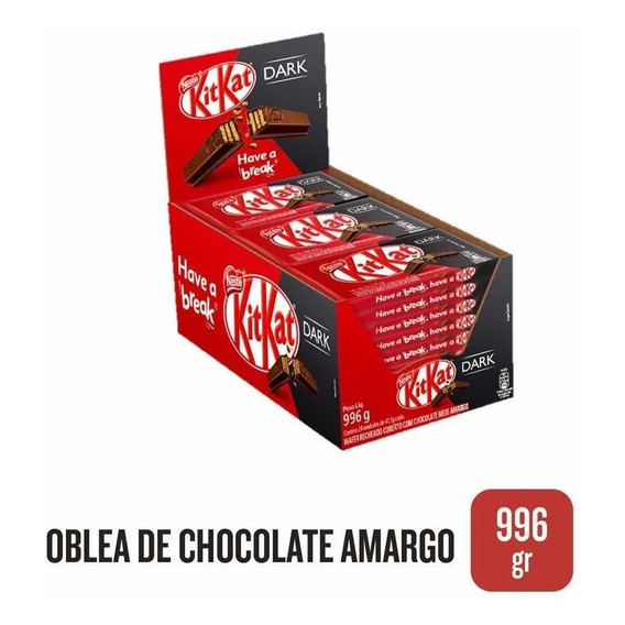 ! Kit Kat Dark X 24u Negro Chocolate Semi Amargo Nestle