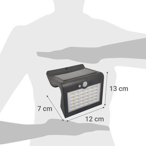Apliqué Solar Con Sensor De Movimiento 300lúmenes Color Negro