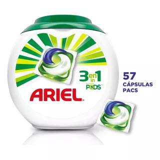 Cápsulas De Detergente Ariel Pods 3 En 1, - 57 Capsulas