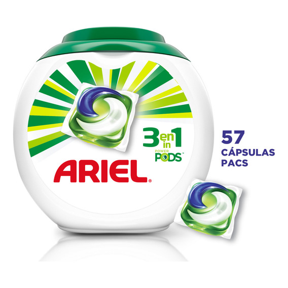 Ariel Pods 3 En 1 cápsulas de detergente 57 capsulas