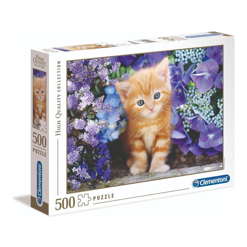 Gato Ginger Entre Flores Lilas Rompecabezas 500 Clementoni